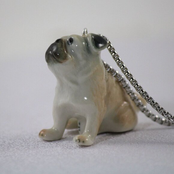 Pug, Pendant Necklace, Animal Jewelry, Dog Necklace, Pearl Necklace, Animal Neck - Picture 2 of 9